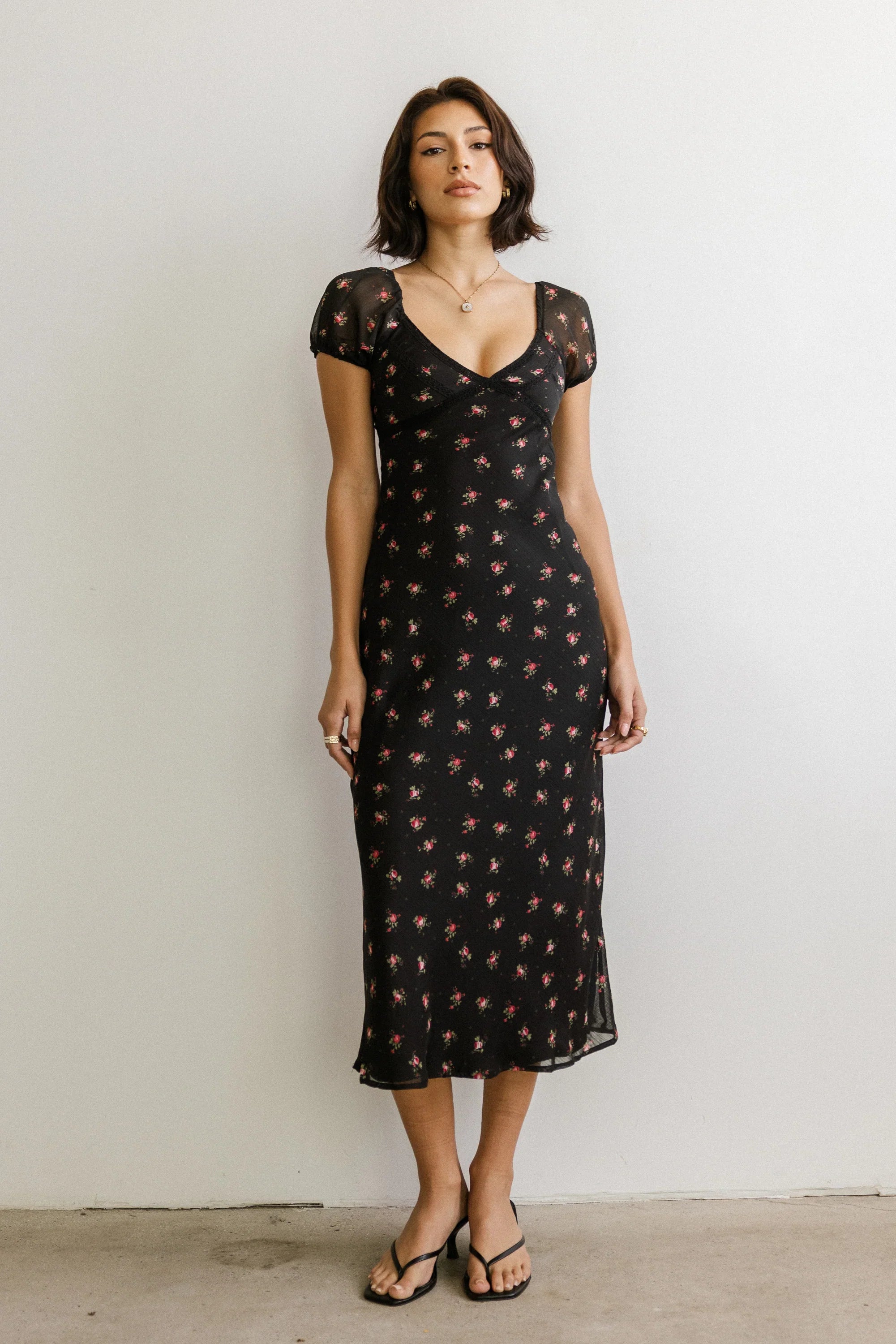 Cammie Floral Maxi Dress in Black