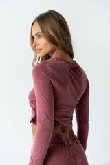 Kassie Crossover Crop Top in Berry