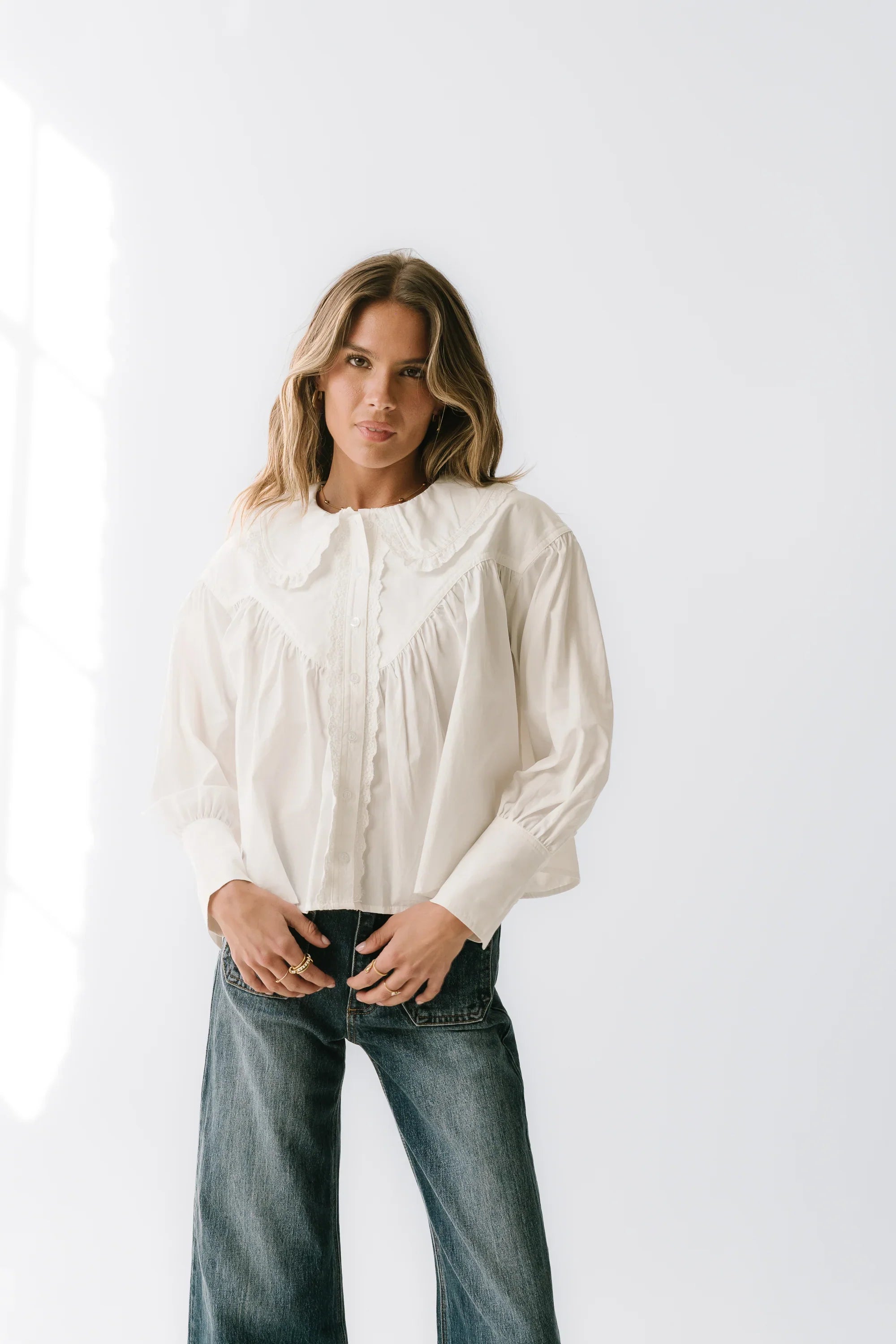 Amelia Collared Blouse in White