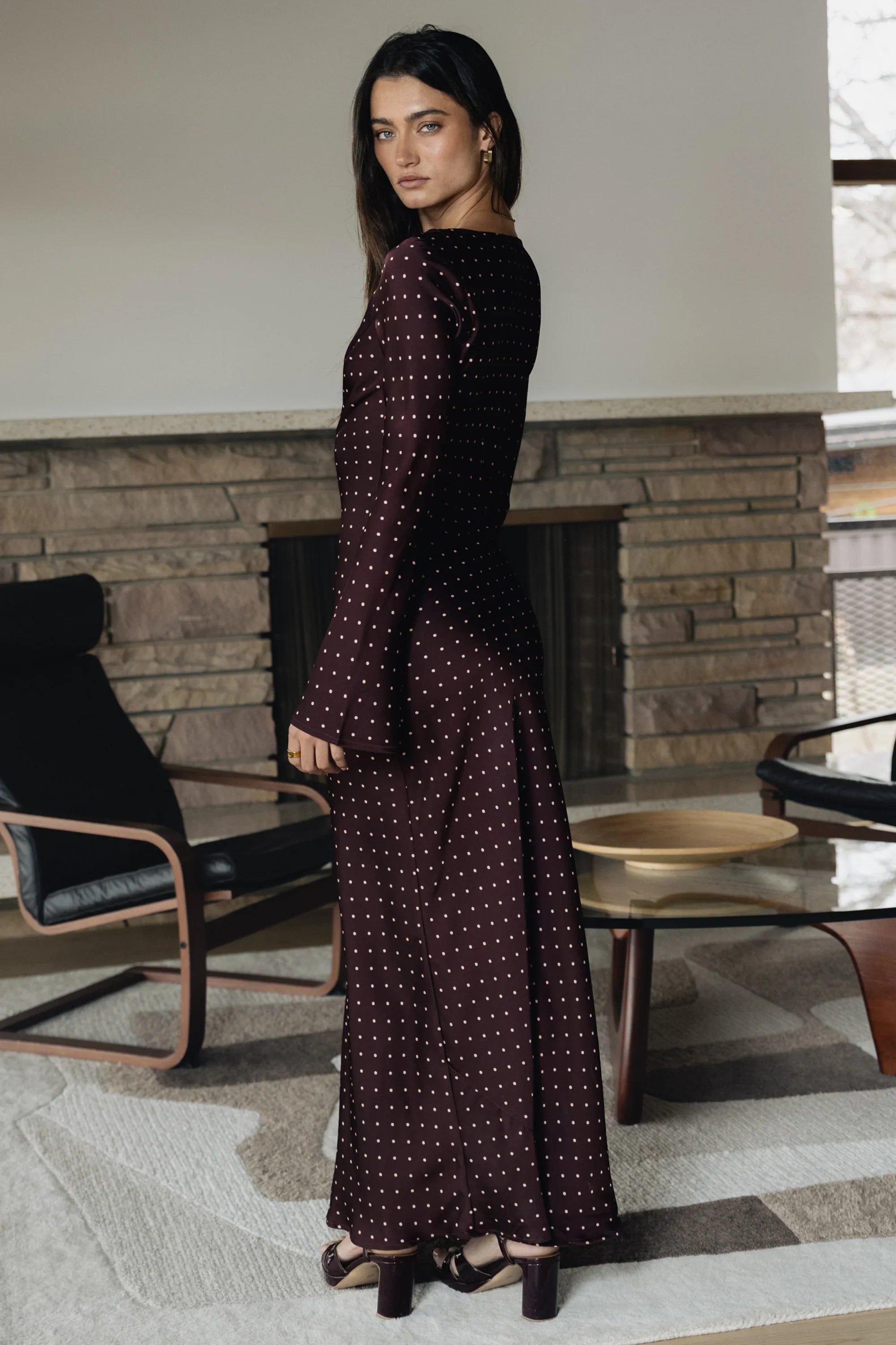 Melody Ultra Maxi Dress in Burgundy